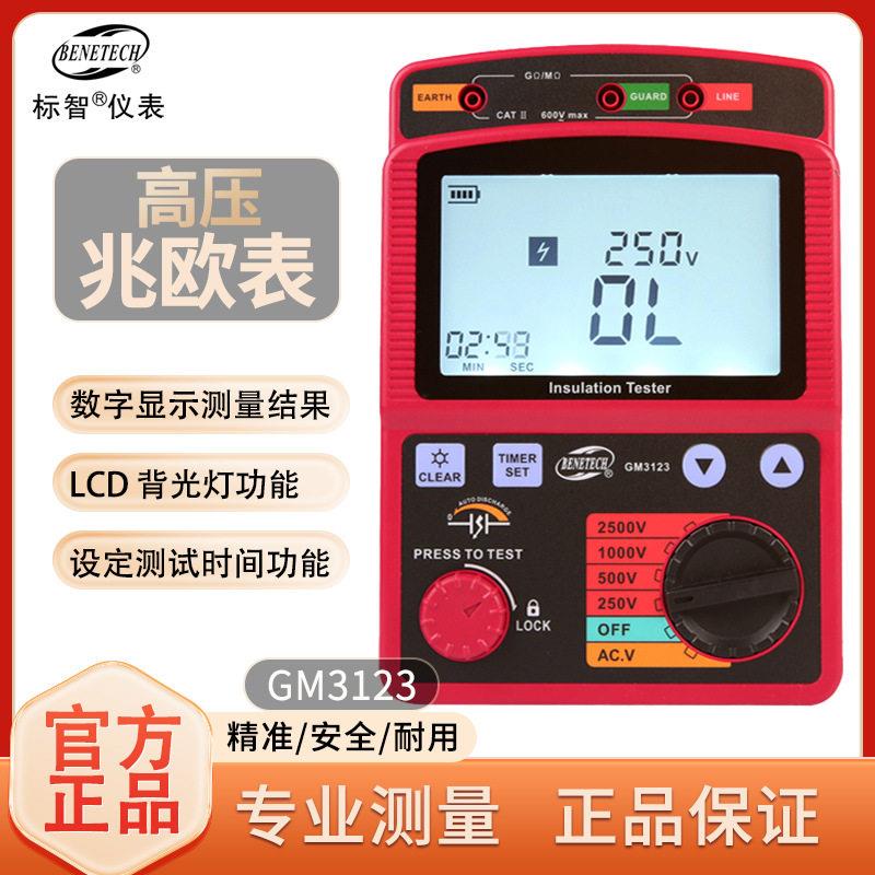 GM3123精度数显绝缘电阻测试仪电子摇表压兆欧表
