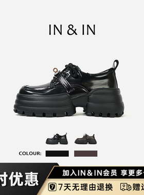 IN&IN厚底锁扣小皮鞋女春季新款舒适百搭乐福鞋9017