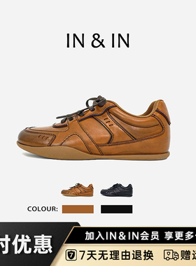 IN&IN【好物体验专享】【手工擦色德训鞋】2026春款真皮复古女鞋