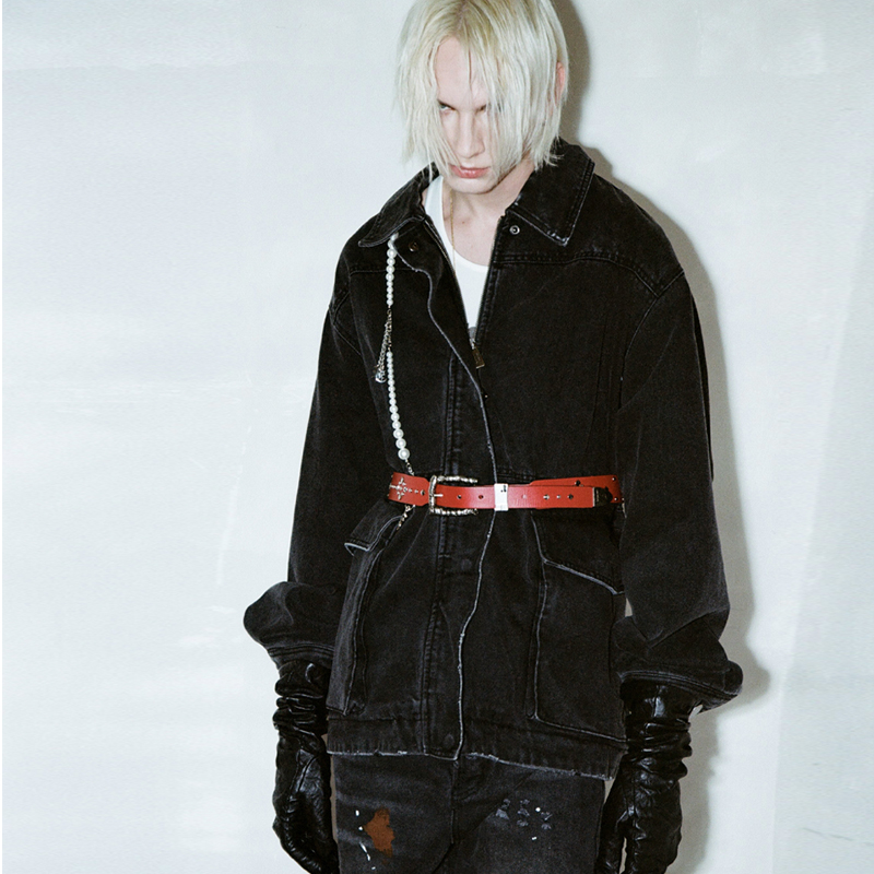 RICHILL深灰水洗廓形牛仔外套