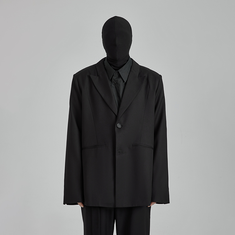 [DRKK]TRIANGLE PROJECT 小众 背后开衩拉链 分割线裁剪设计西装