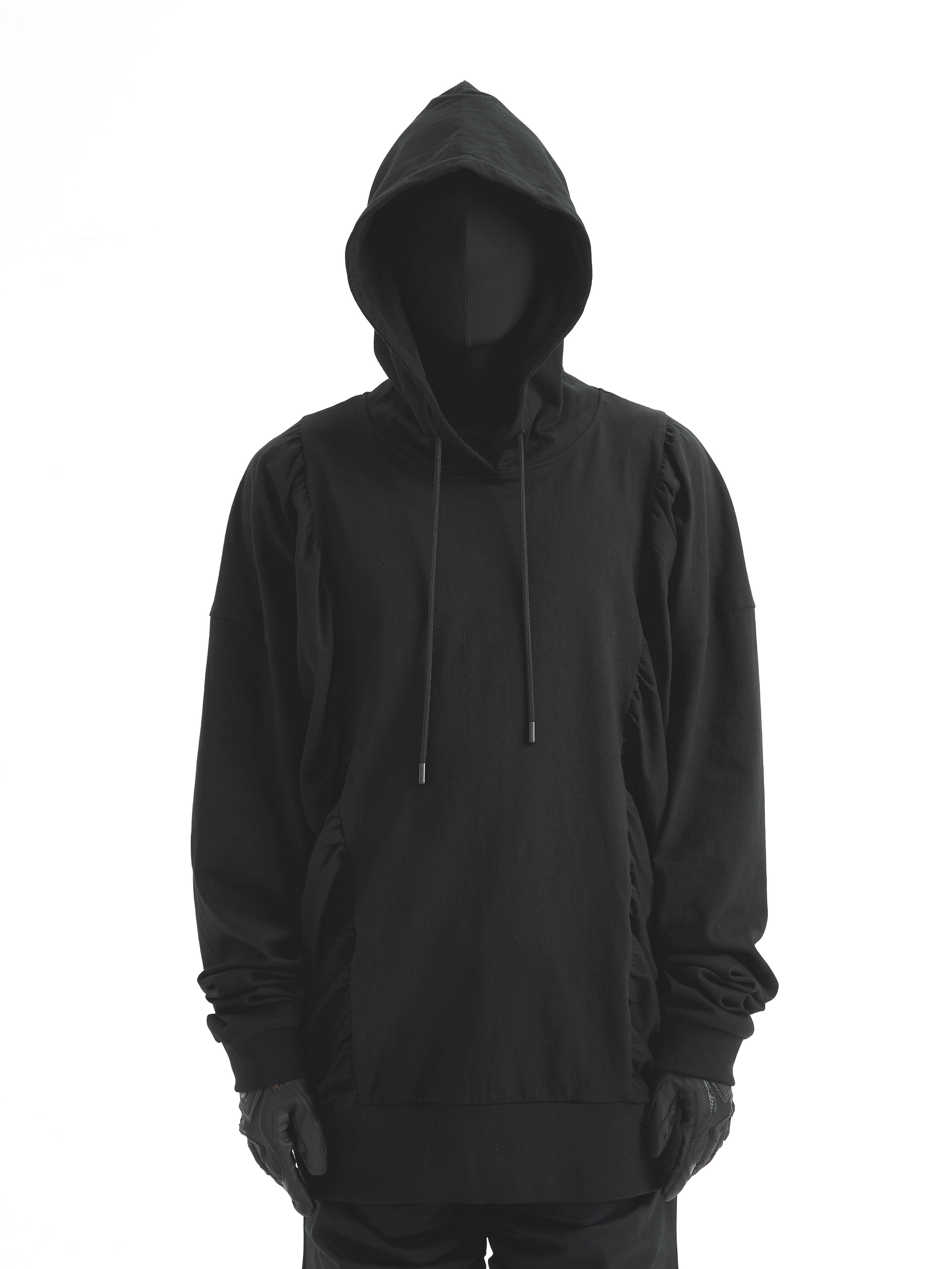 [DRKK]TRIANGLE PROJECT 小众设计褶皱拼接连帽宽松卫衣休闲帽衫