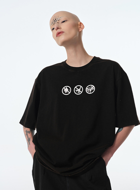 [DRKK]TRIANGLE PROJECT 23ss 禁止sex恶搞趣味短袖宽松纯棉男女T