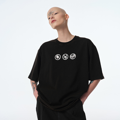 [DRKK]TRIANGLE PROJECT 23ss 禁止sex恶搞趣味短袖宽松纯棉男女T