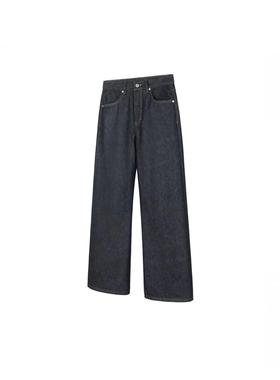 DRKK高端线14.5oz黑色赤耳窄幅红边原牛直筒微喇阔腿A字牛仔裤