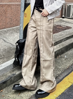 [DRKK]Nomorefight双褶咖色氛围超长堆叠西裤秋季质感休闲裤