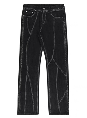 ［DRKK］XINYINSU美式水洗牛仔裤复古黑色微喇潮休闲设计感长裤