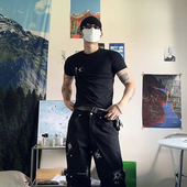 百搭经典 纯色Tee潮 23ss小众设计银饰黑色短袖 男女同款 DRKK club