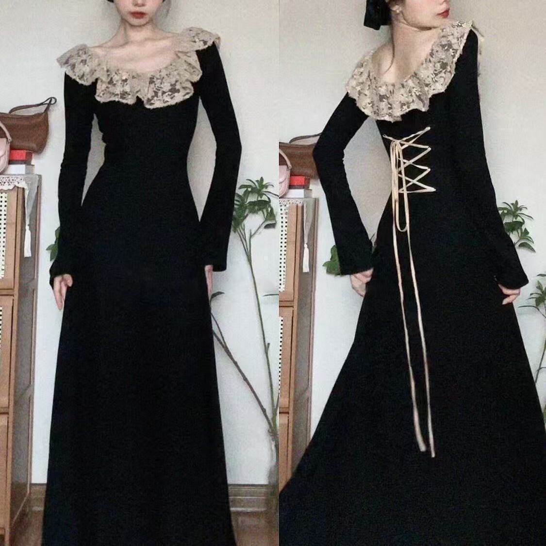 早秋巨好看法式气质黑色长袖连衣裙子女秋冬季配大衣内搭打底长裙,女装/女士精品,连衣裙,淘宝优惠券,粉丝福利购,淘宝优惠卷