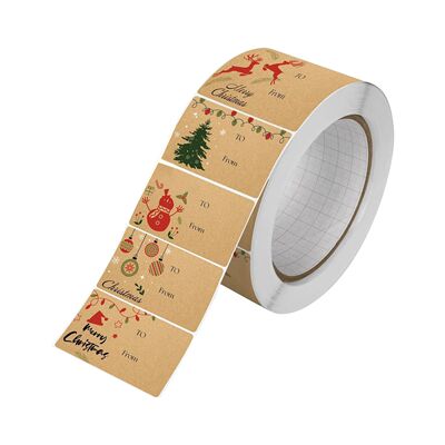 Christmas Theme Paper Gift Label Stickers Roll Multipropose