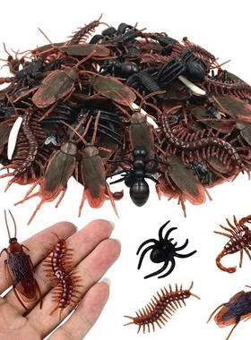 48pcs Halloween Simulation Bug Cockroach Spider Centipede