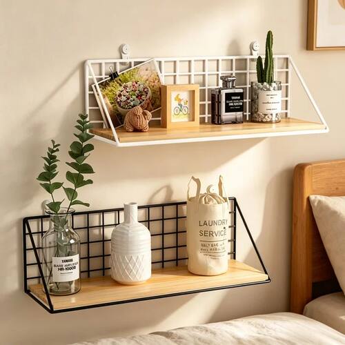 Wood Wall Mounted Shelves Without Drilling - Hanging Storage