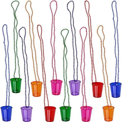 Shot Glasses on Beaded Necklace Plastic Shot Cup Necklace We