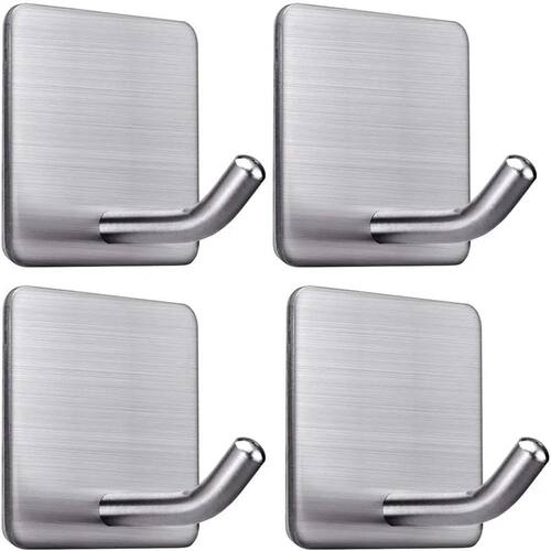 4PCS Stainless Steel Self-Adhesive Wall Hooks Heavy Duty Wat