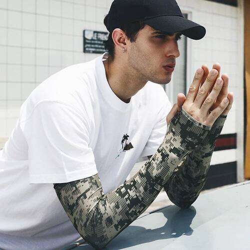 Uv Solar Arm Sleeve Men Summer Camouflage Ice Silk Long Slee