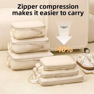 4Pcs/Set Travel Compression Packing Cubes Bag Portable Suitc