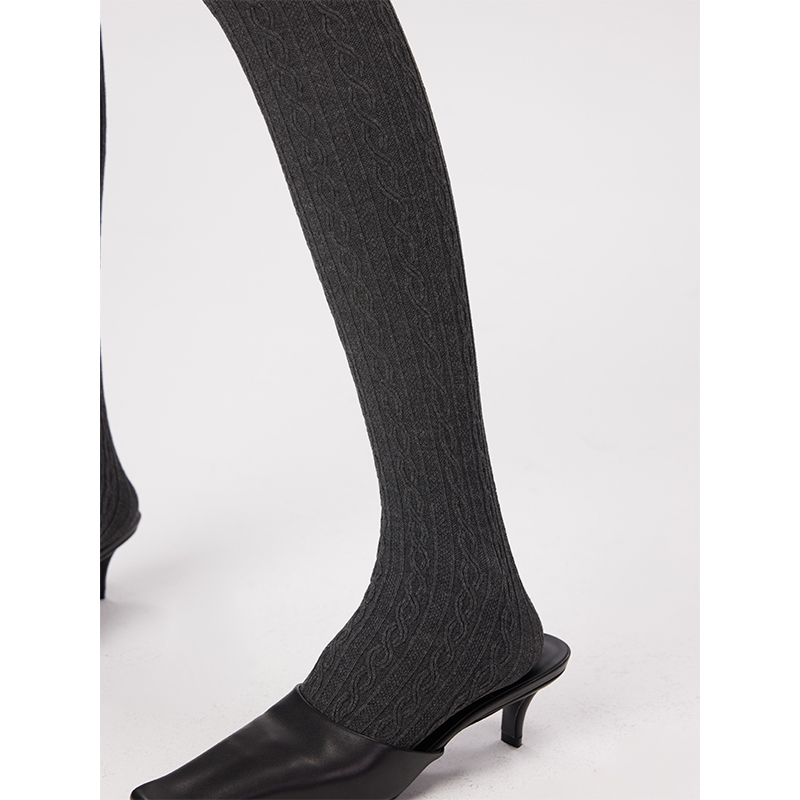 yangma袜麻花花纹打底袜