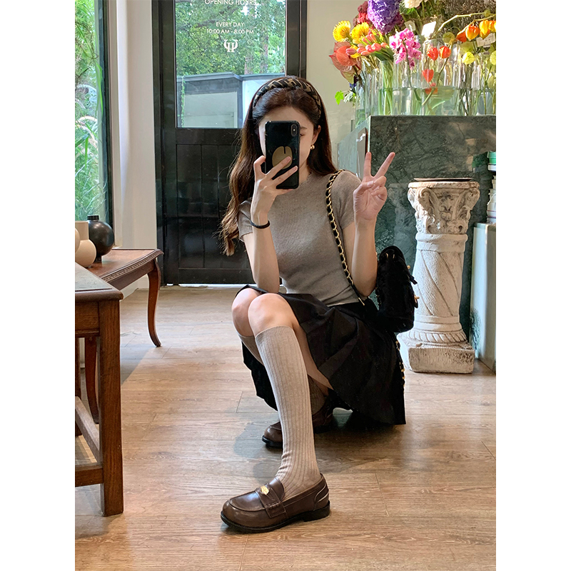 yangma袜竖条纹小腿袜