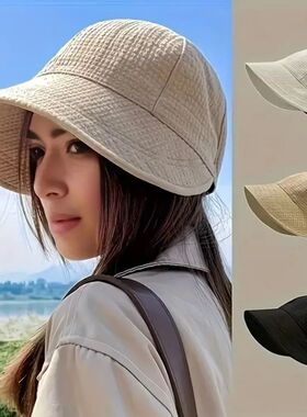 Solid Color Bucket Hat for Women UV Protection Outdoor Sport