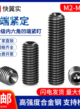 12.9级凹端紧定螺丝M2M3M4MM8M10M12M14M16M20无头机米螺钉DIN916