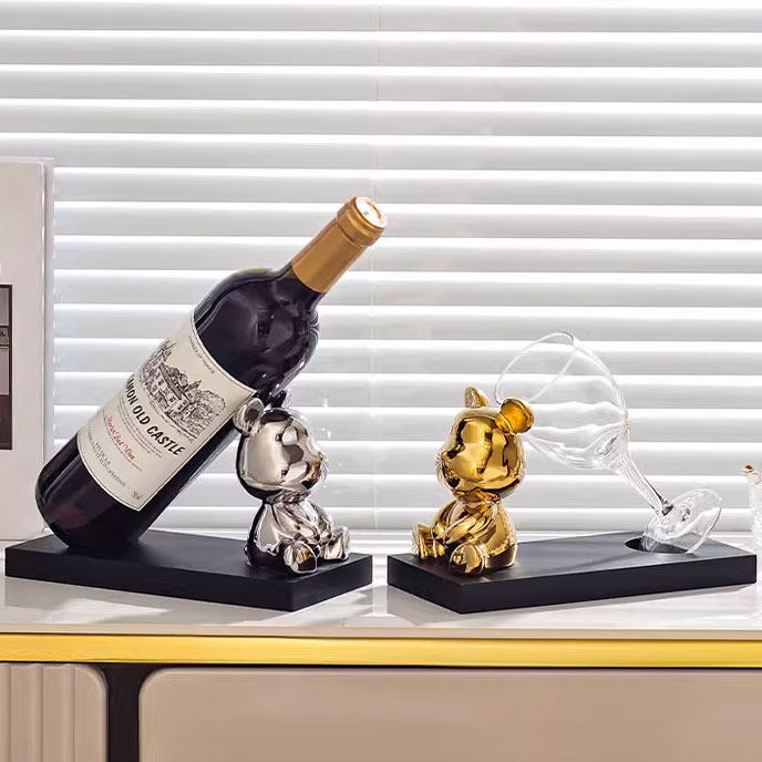 轻奢小熊创意可爱红酒架摆件家居饰品酒柜客厅电视餐边柜装饰摆设