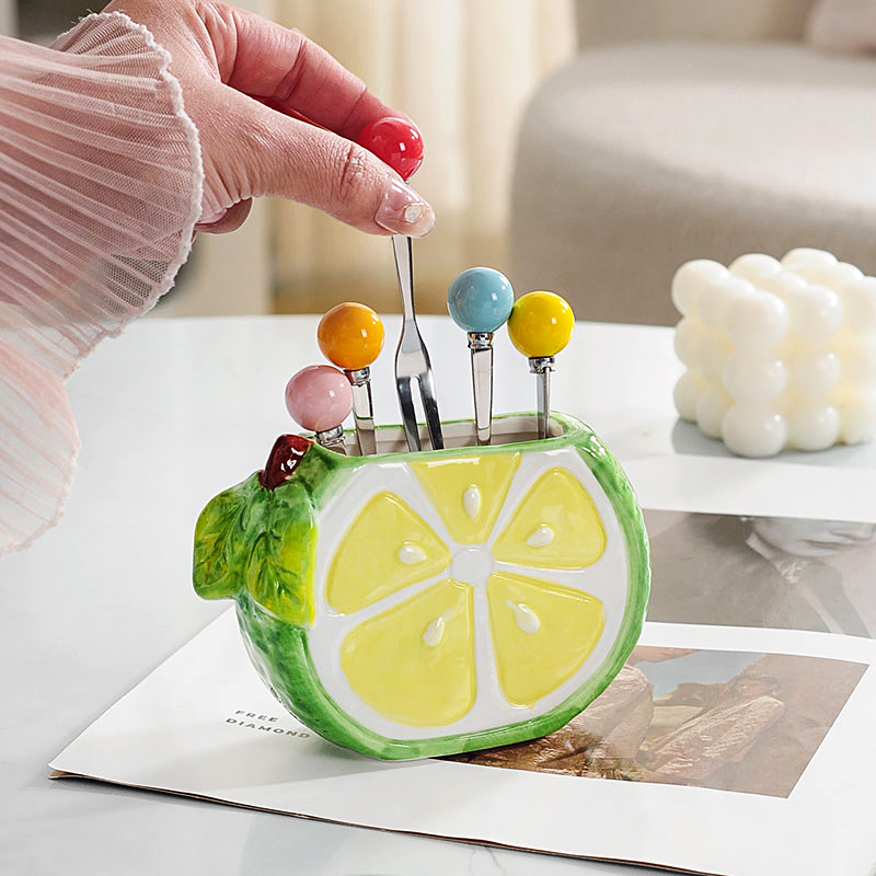 可爱水果叉收纳套装水果签