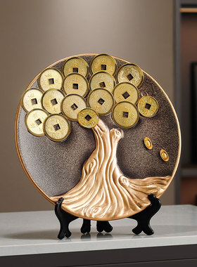 轻奢金钱树摆件陶瓷摆盘工艺品