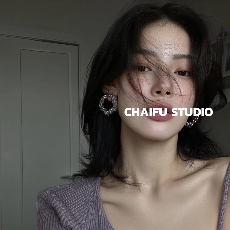 欧美个性金属圆球缠绕圆形耳钉