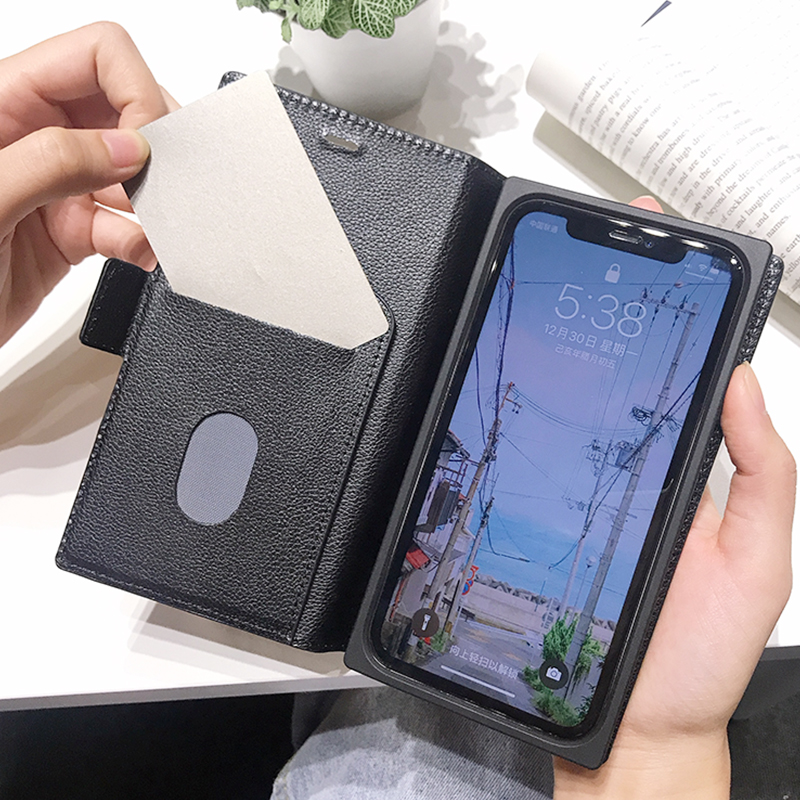 Outler特卖日本PGA正版iPhone11Pro翻盖式钢化玻璃壳皮套两用适用苹果11方形手机壳简约挂绳磁力全包防爆
