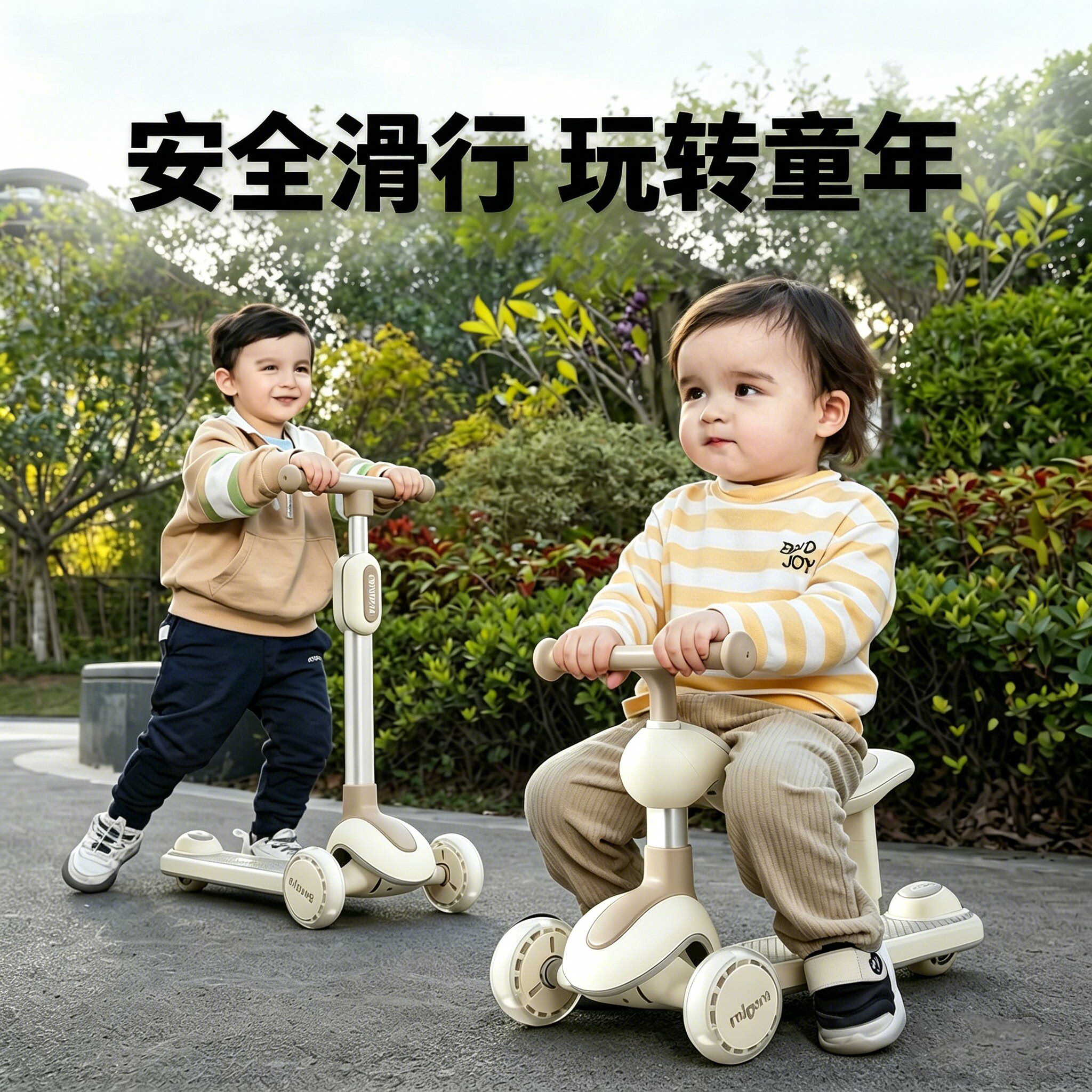滑板车1到3岁儿童三合一可坐可骑3到6岁折叠平衡宝宝款多功能滑行