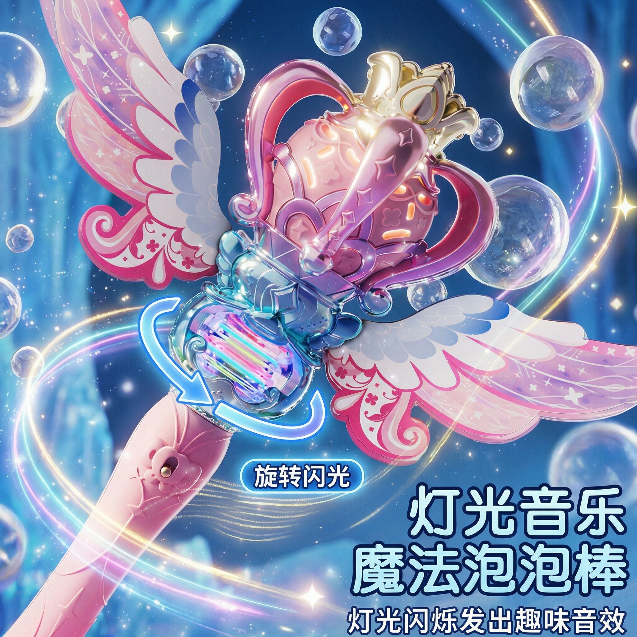 小女孩魔仙棒泡泡机配蝴蝶翅膀