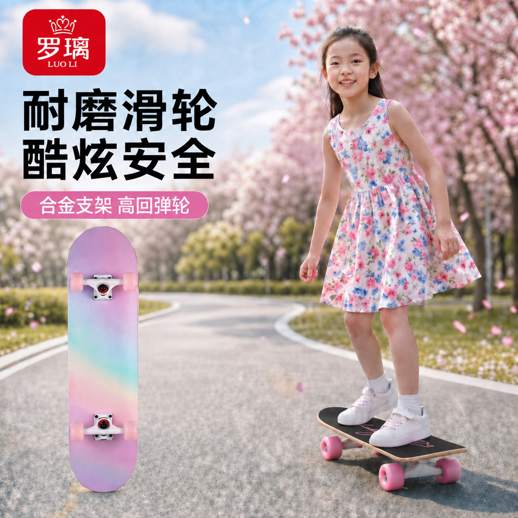 儿童滑板女孩滑板车3到6到12岁玩具女童初学者小学生2026新款礼物