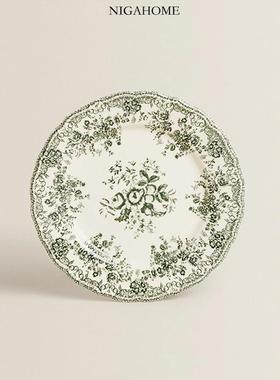 ZeraHome JOIN LIFE花卉图案圆盘餐盘复古陶制浅盘 42460200528