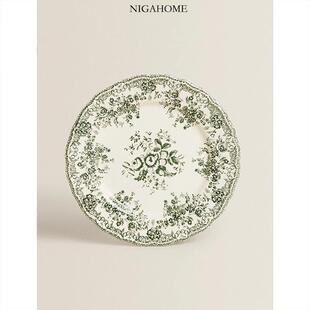 ZeraHome JOIN LIFE花卉图案圆盘餐盘复古陶制浅盘 42460200528