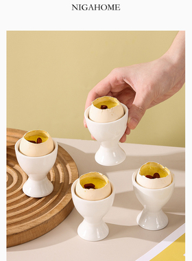 NigaHome 欧式白色炻器蛋杯单个家用早餐鸡蛋托单架 42227715250