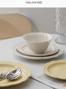 NigaHome 浮雕边缘陶瓷水果蔬菜搅拌沙拉碗创意家用 45290216712