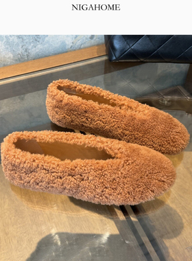 Niga Home棉鞋平底女加绒保暖毛毛鞋外穿豆豆鞋芭蕾鞋11029700100