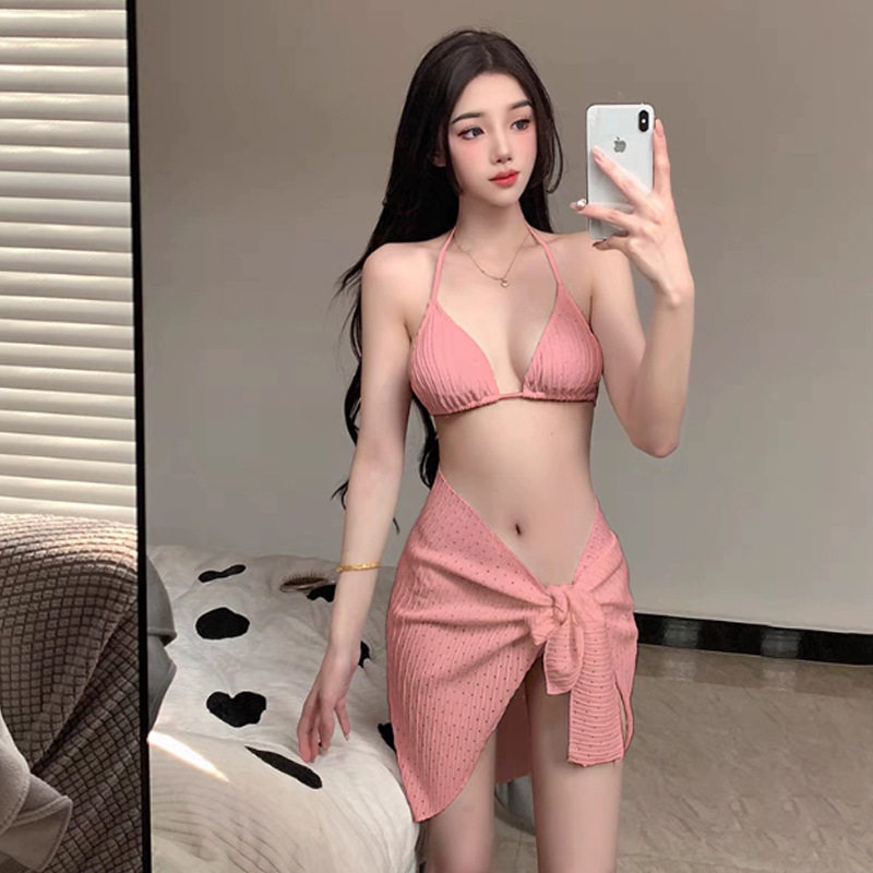 性感bikini泳衣女比基尼分体三件套夏季仙气海边度假温泉游泳装女