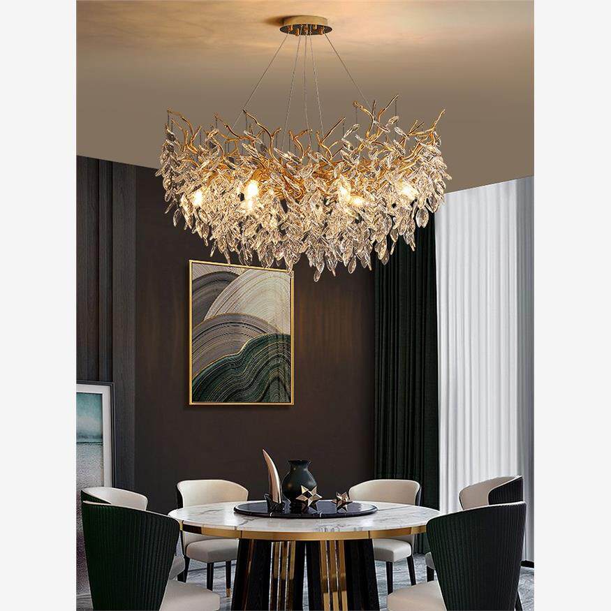 简约现代树枝水晶灯护眼奢华水晶灯简约大气法式豪华复式楼高端