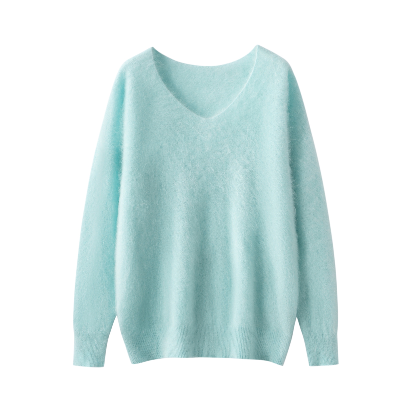 100%纯山羊绒衫女V领软糯拉绒
