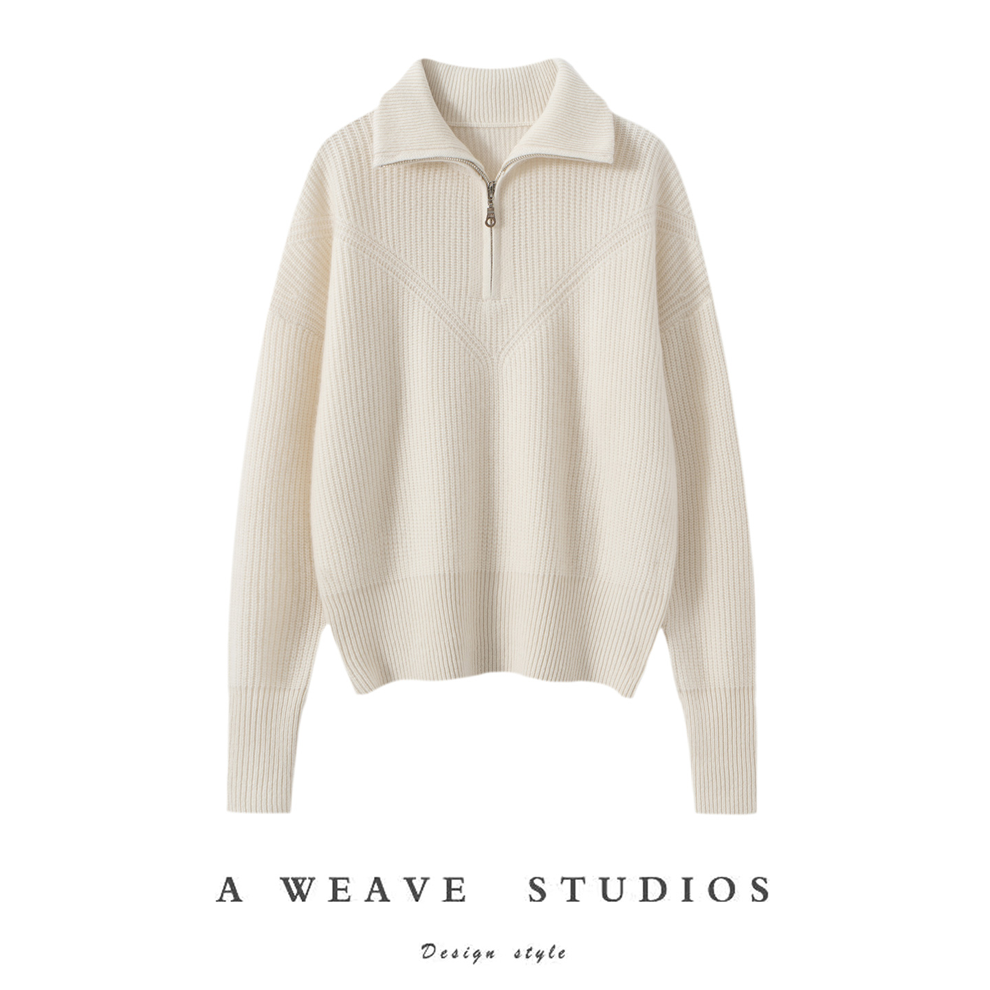 100%纯山羊绒衫女半拉链加厚小禾