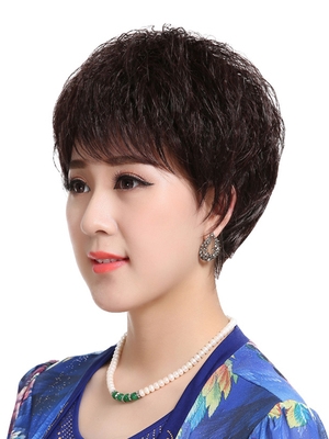 2023玉米烫假发女短发短卷发  中老年妈妈假发套短头发发型女自然