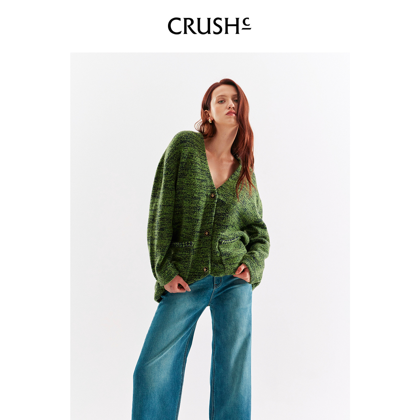 CRUSH花呢圈圈V领夹克