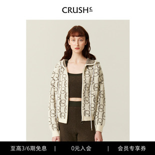 印花上衣女 CRUSH Collection早秋新款 美式 连帽休闲运动短外套时尚