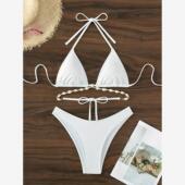 bikini纯色高腰无袖 Solid 比基尼 waisted sleeveless color high