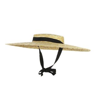 Wide Straw Brim Women Hat Long For Ladies Beach Ribbon
