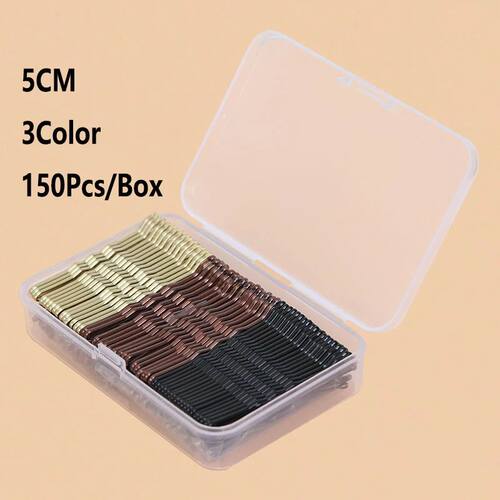 50-150Pcs 5cm Wave Bobby Pin Alloy Gold Black Hairpins Simpl