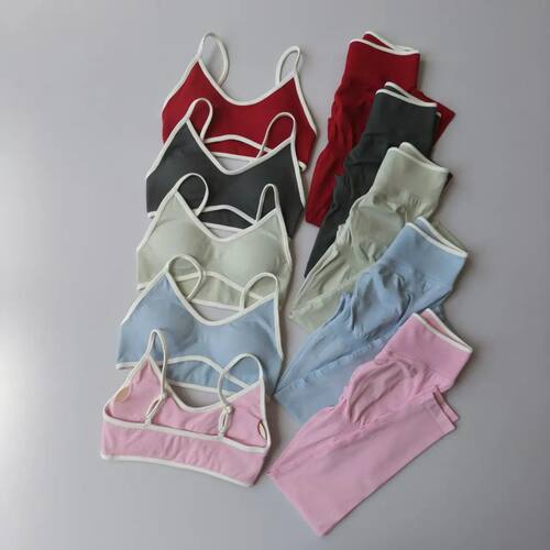 2pcs Sport Sets Women Gym Push Up Yoga Pants Hollow Back Gym