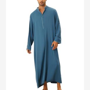 Arab men's shirt Muslim long robe clothes 简约休闲长袍衫男