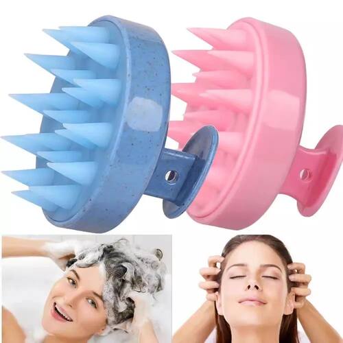Silicone Shampoo Brush Head Scalp Massage Comb Hair Root Itc